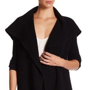Theory Winxie Waffle-Rib Open Cardigan Cashmere Black Size XS